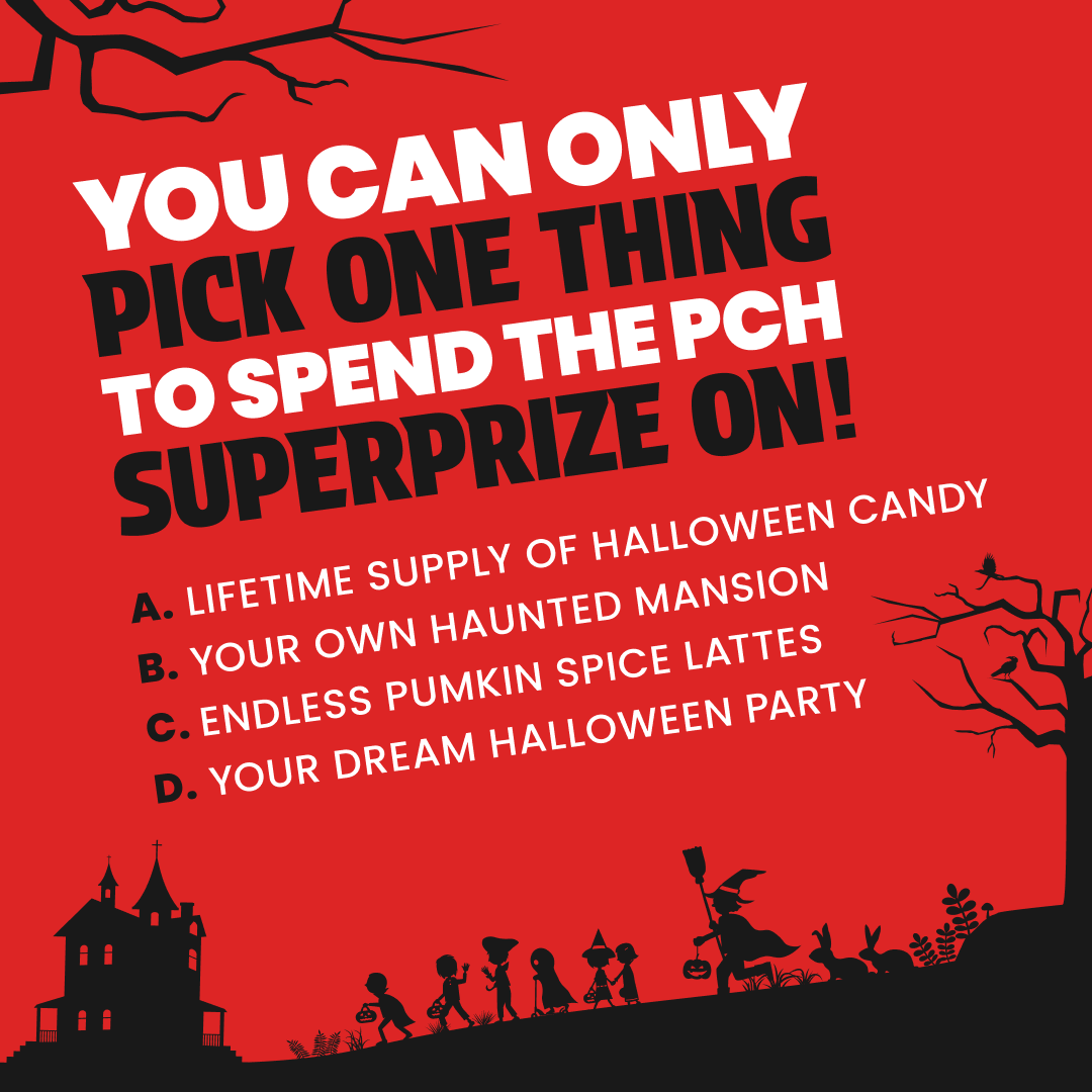 pchdotcom's tweet photo. Here’s the trick, just for fun, if you win this prize you can only pick ONE! 👻✨ Tell us which treat would make your big win truly spooktacular! https://t.co/cGTNEIMsPf https://t.co/MMrB7875Vv