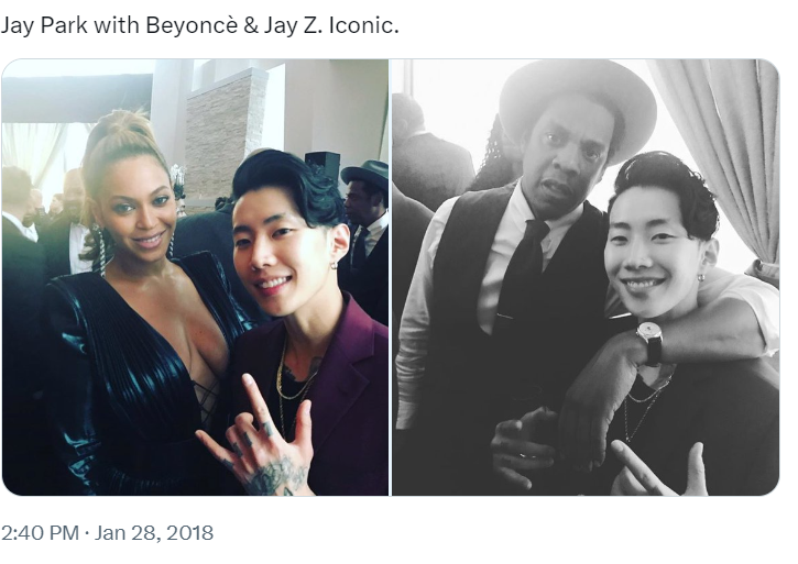 KHIPHOPMNL's tweet photo. #89: He thanked and took a selfie with Beyoncรฉ and Jay-Z at the same time! ๐ธโจ
#jaypark #Jaebeom #ParkJaebum #soloist #jayeffect #jaywalkerz #singer #rapper https://t.co/VcfAVRRIRn