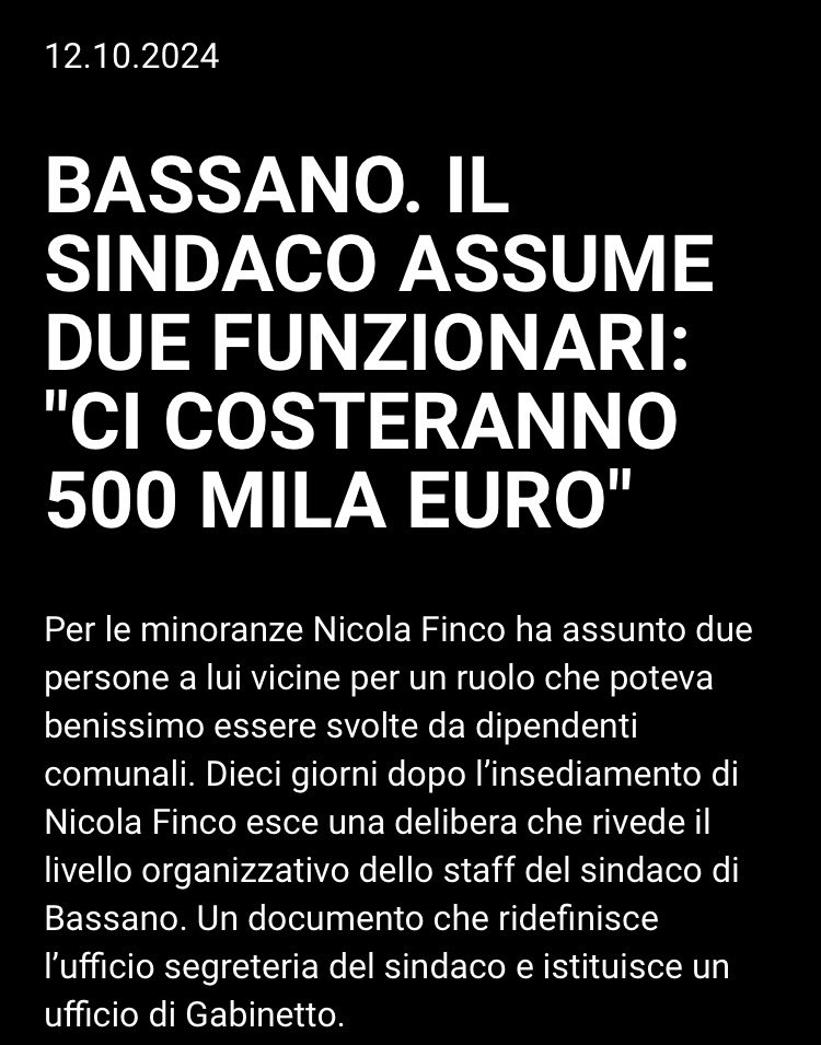 Frances99687883's tweet photo. Il neo Ufficio di Gabinetto del sindaco di #BassanodelGrappa somiglia più che altro ad un costoso Ufficio di Collocamento per funzionari leghisti in Regione,tra amici in età pensionabile e testimoni di nozze. #Finco #Lega https://t.co/YypTdVT98w