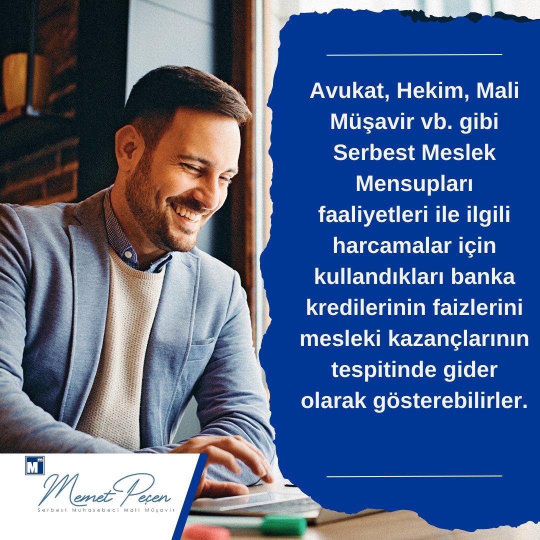 mmmemet_pecen's tweet photo. Avukat, Hekim, Mali Müşavir vb. gibi Serbest Meslek Mensupları faaliyetleri ile ilgili harcamalar için kullandıkları banka kredilerinin faizlerini mesleki kazançlarının tespitinde gider olarak gösterebilir.

.
.
.
💻 https://t.co/xcwYtO2196
☎️ 0 242 248 11 01

#doktor #antalya https://t.co/su4UsyaBx4