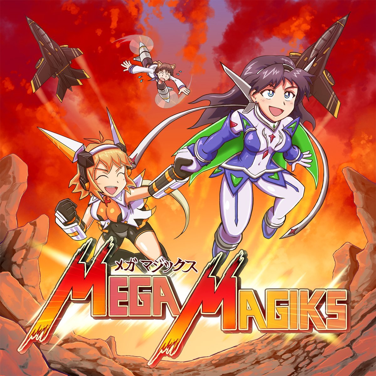 MEGA congrats to <a href="/mega_cursed/">Mega_cursed</a>!!🕺
I had the chance to draw the cover art for this CD, and I'm glad it came together nicely!✨ 
Excited to hear this will be on sale at M3 event in Japan (buy as many copies as you can if you're going-) 
A MEGA dose of MEGA J-CORE SOUNDS!!🔥🔥