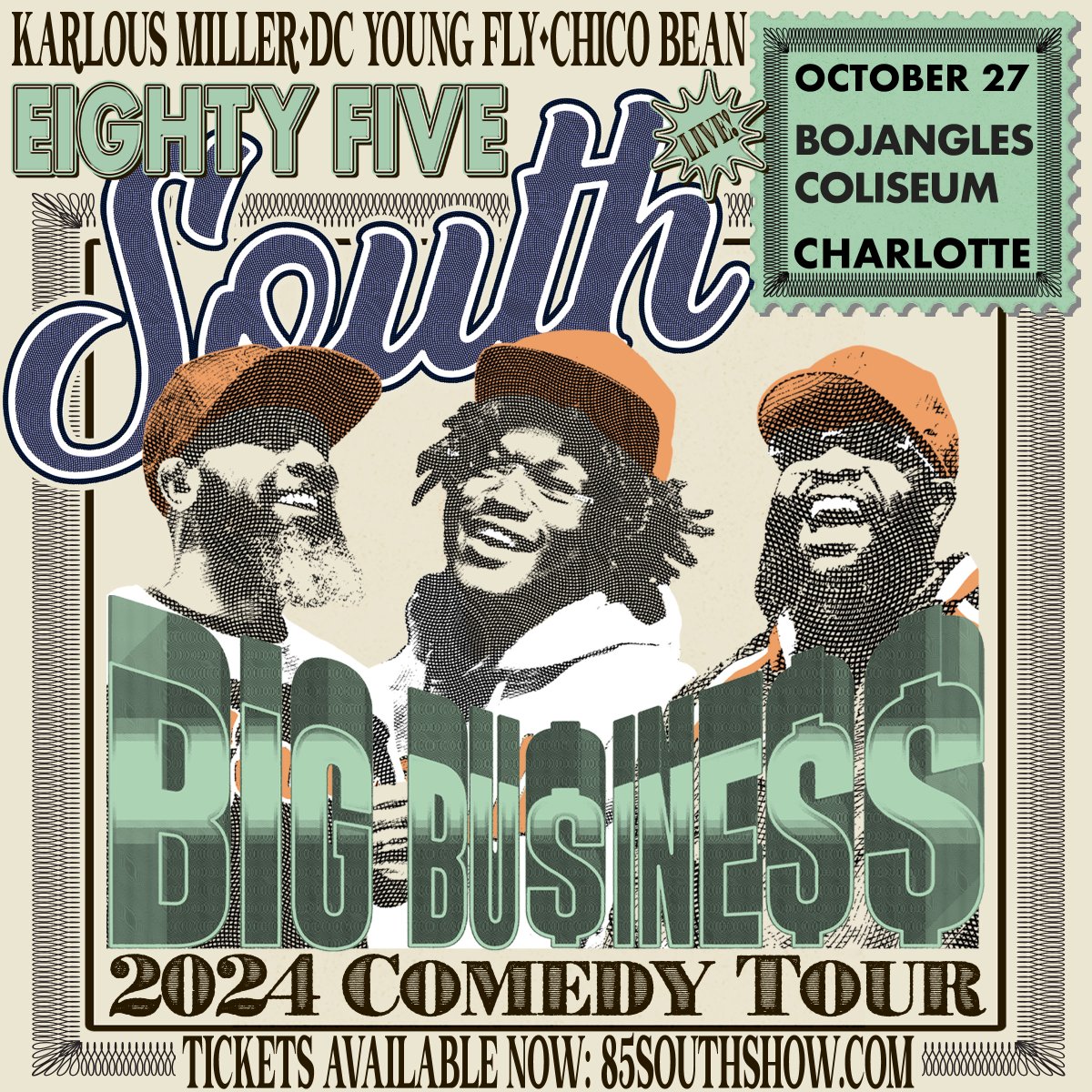 TheBOplex's tweet photo. NEXT WEEK, DC Young Fly, Karlous Miller, and Chico Bean are bringing the @85SouthShow to Charlotte at Bojangles Coliseum next Sunday, October 27th! We can't wait to see you there!

Get tickets: https://t.co/OoHRnBv7yX #theboplex #cltentertainment #cltcomedy https://t.co/9T6nvggR4Y