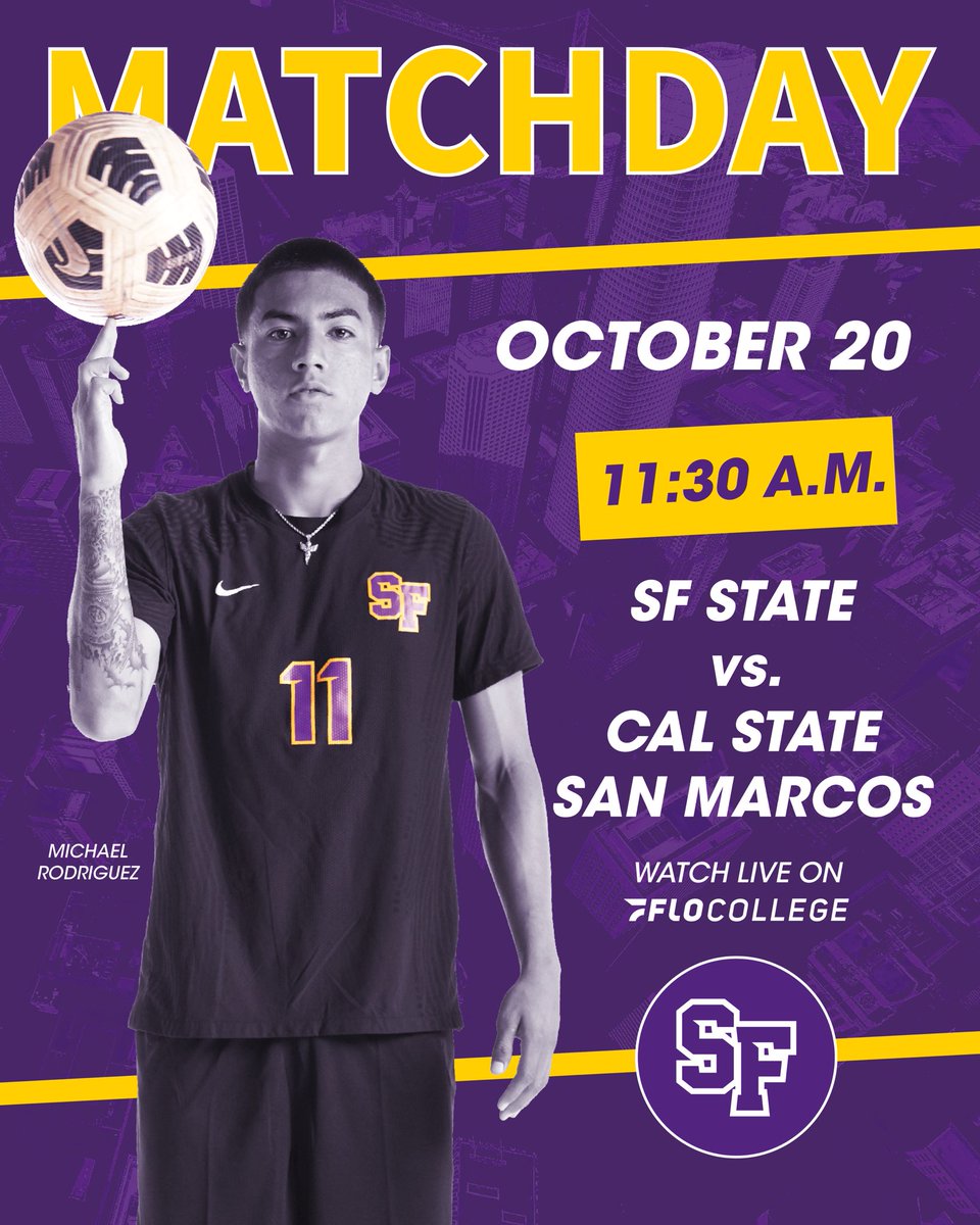 Gameday! The Gators are back home.

🕦 11:30 a.m.
🆚 <a href="/CSUSMcougars/">CSUSM Athletics</a> 
🌁 Cox Stadium
📺 flocollege.com
📊 sfstategators.com/livestats_msoc