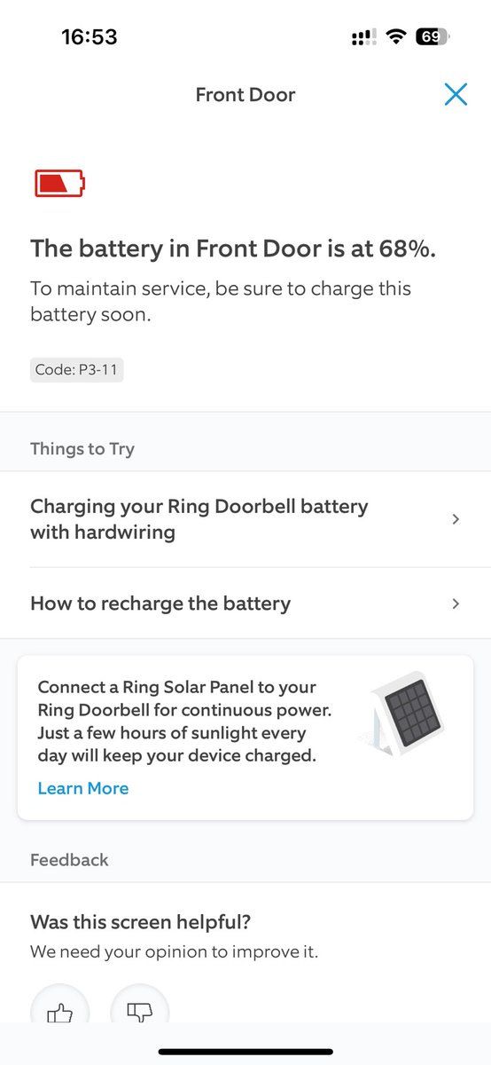 MrAngryPantz's tweet photo. Hey @ring_uk ! This surely isn’t right? I’m getting increasingly annoyed with batteries not lasting very long, but losing functionality at this level is ridiculous! The doorbell is 11 months old (it replaced one that died at 2 years old, with batteries not even lasting a month) https://t.co/EStRsoXjxa