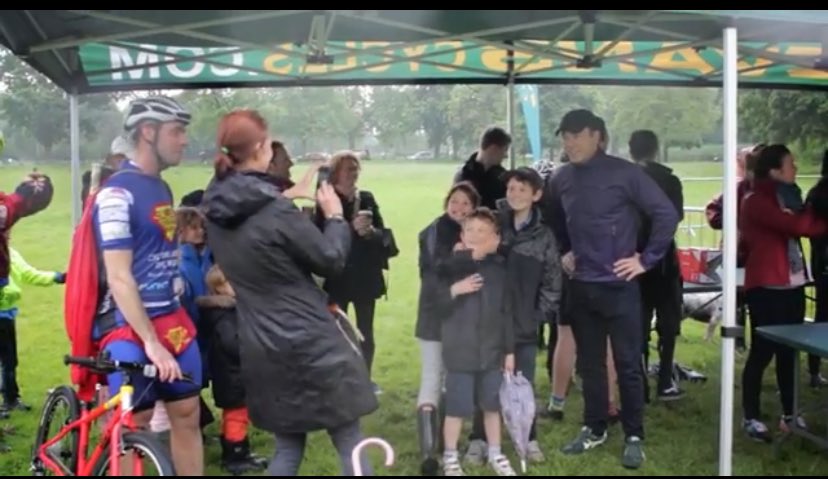 My kids were super excited to meet <a href="/chrishoy/">Sir Chris Hoy</a> a decade ago. Shame it rained and my photo was a blur!!!!!