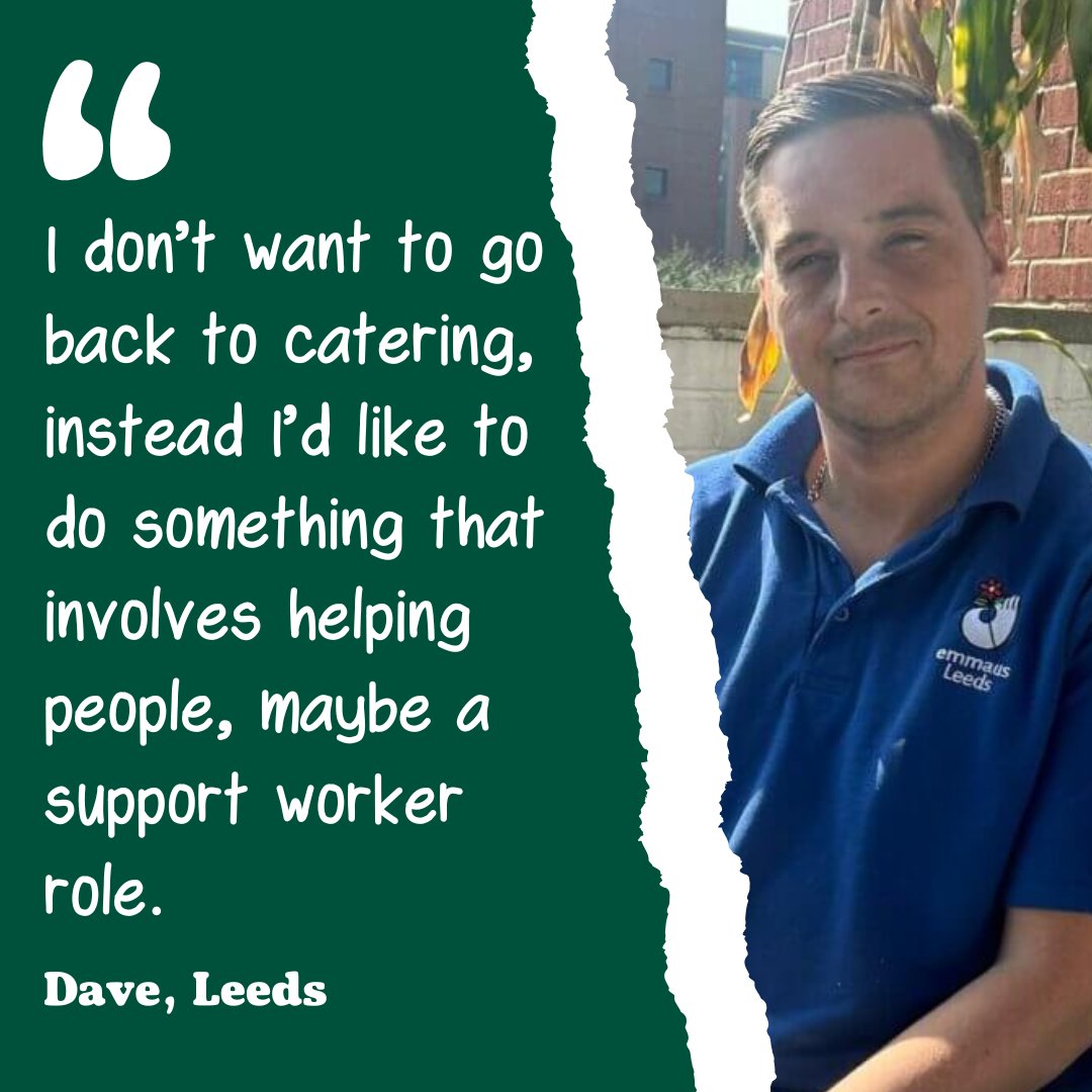 Dave has been so inspired by the support he's received at Emmaus, he's looking at a new career focused on supporting other people. 💚

Read his full story: emmaus.org.uk/leeds/story/da…