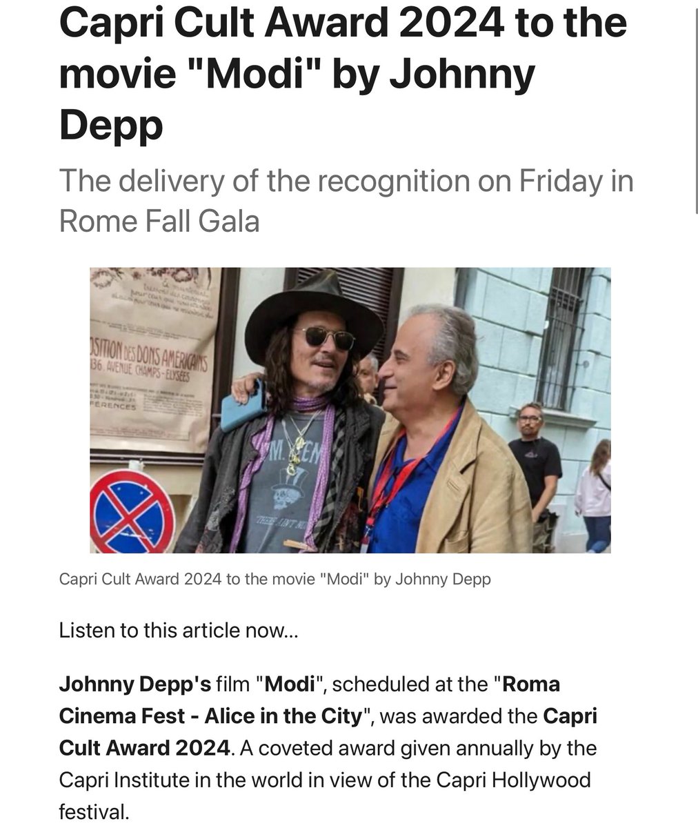 ReemDepp's tweet photo. The award ceremony for Depp's film, after the world premiere that took place a few days ago in Spain, will take place at Rome Fall Gala (Friday, October 25 at Studios - Ex De Paolis). https://t.co/LUdhWf7mie