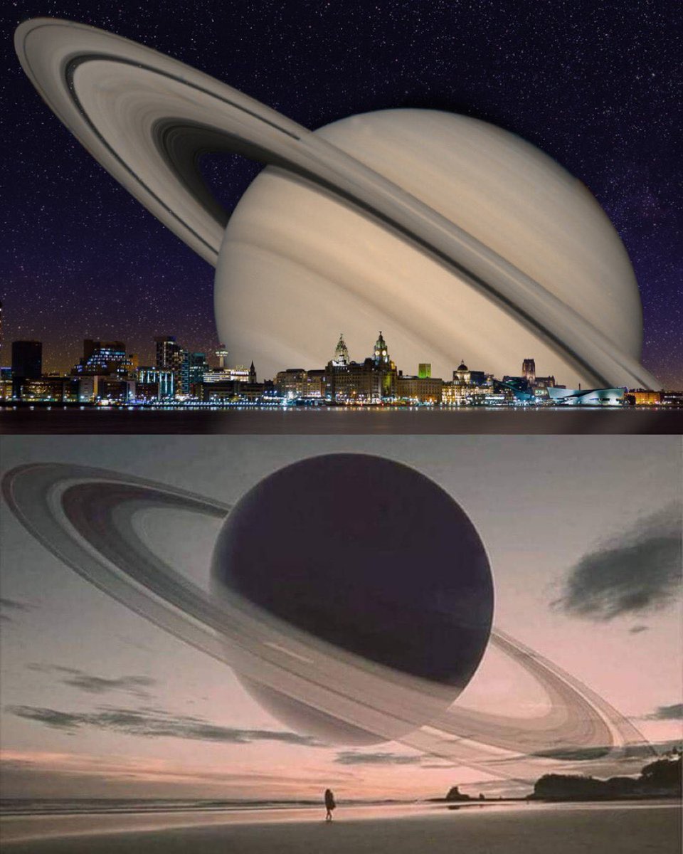 The real size of things 

I open thread🧵

1. If Saturn were as close to Earth as the Moon, this is what it would look like: