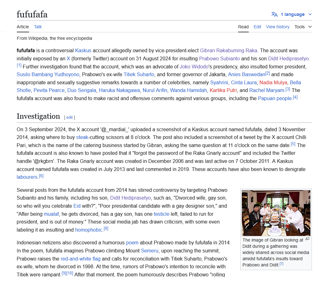 erlanishere's tweet photo. Gak nyangka fufufafa sampe ada artikel wikipedianya juga 😭😭 https://t.co/E2kohB150t