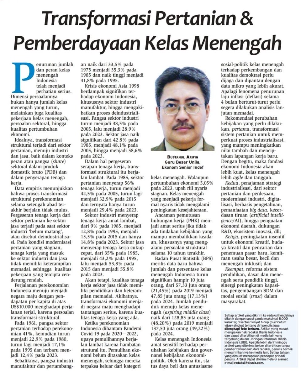 Jika berkenan membaca, saya menulis artikel "Transformasi Pertanian dan Pemberdayaan Kelas Menengah" di Bisnis Indonesia pada Jumat 18 Oktober 2024. Saran dan Komentar ditunggu. 

koran.bisnis.com/read/20241018/…