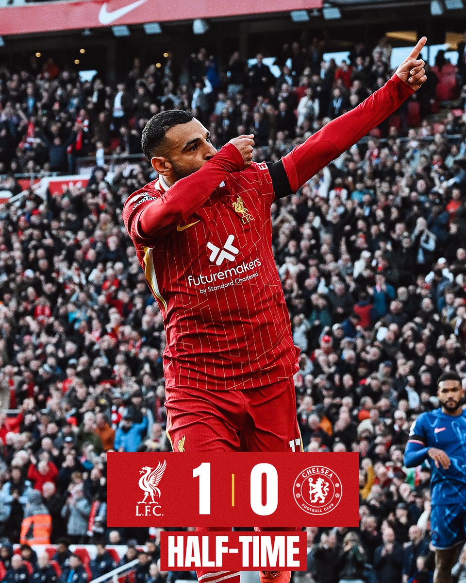 LFC's tweet image. Ahead at the break 💪🔴 #LIVCHE