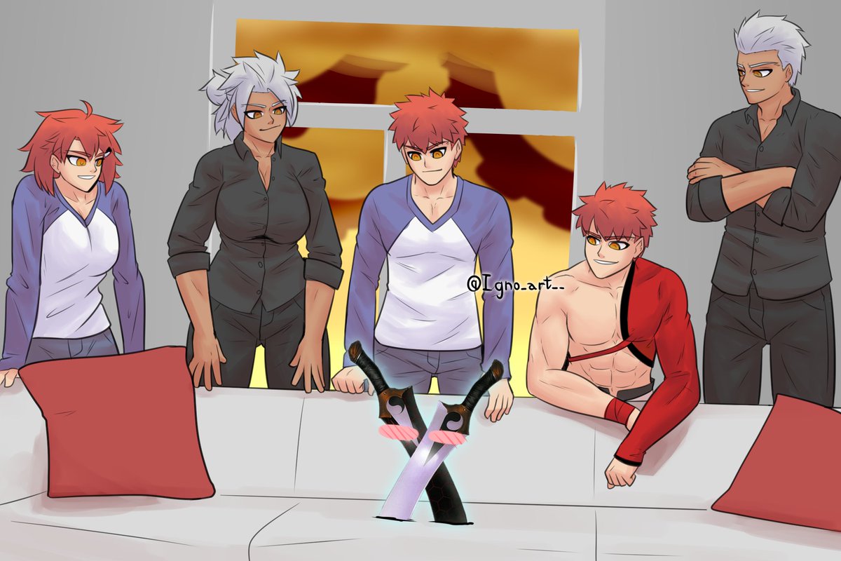 #Shiroutober day 20 whaaaaa? (I'm actually on day 14 but ignore that)

Shirou day, how about we get along? 
SWORDS
#ShirouDay #ShirouDay2024 #FateStayNight