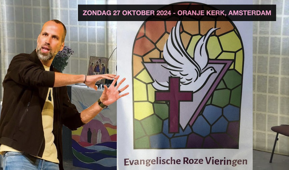 Van harte welkom bij de ERV in onze viering op zondag 27 oktober 2024 om 15.00 uur in de Oranjekerk in Amsterdam.
Thema: ‘God, hoe moet ik omgaan met lijden?’ Arjen ten Brinke (Mozaiek036, Almere) zal de overdenking verzorgen en de Love2Meet lgbtq+ band ondersteunt ons muzikaal.