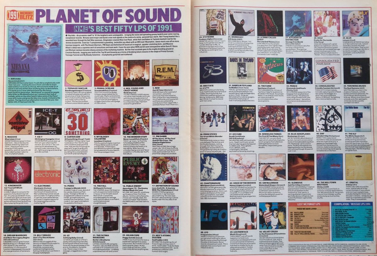 looksunfamiliar's tweet photo. NME's albums of the year, 1991. What a great collection this is. And also Morrissey. 

https://t.co/AxMh5w8Cs0 https://t.co/jAUXbav7B9