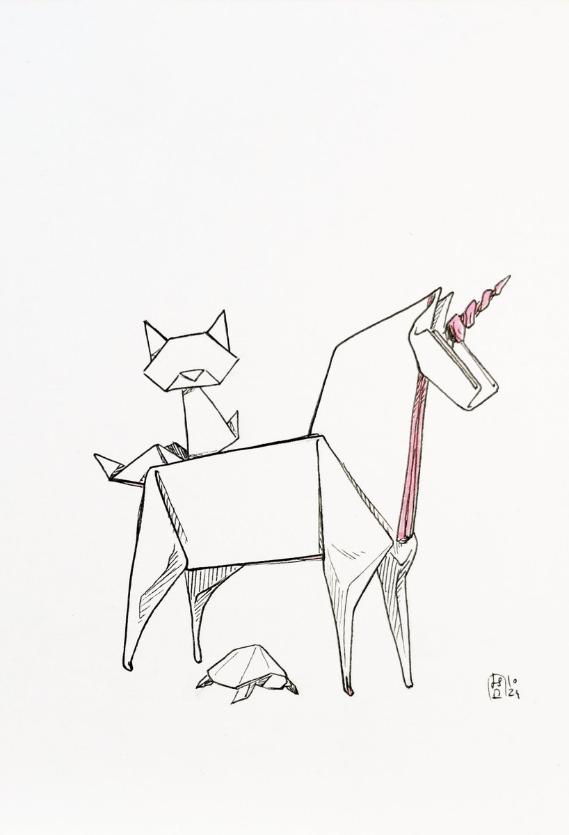 Jour 19 : Crête / Ridge

Un lien un peu inattendu au thème du jour (de hier avec ma publication retardée d'un jour) : le ridge fold est un type de pli en origami.

#inktober2024 #inktober #dessin #drawing #drawingoftheday #origami