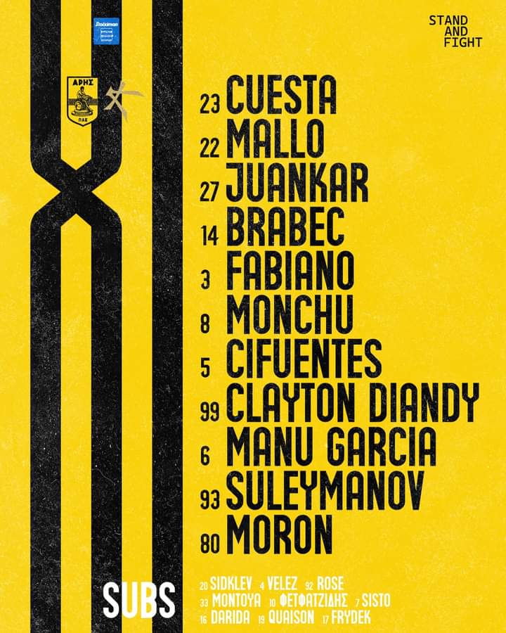 ARIS__FC's tweet photo. 📄 Η αρχική μας εντεκάδα για τον αγώνα με την Athens Kallithea 
 
#ARISKALLITHEA
#ARISFC
#StoiximanSuperLeague
@super_league_gr 
#Matchday08

#VamosARIS

@novibet.gr https://t.co/wIkWSUDyxZ