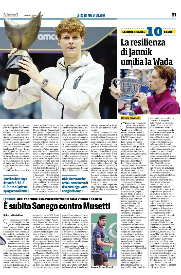 Frank201410's tweet photo. #SixKingsSlam #sixkingslam #Riyadh #Season2024 #Jannik #Sinner #sinneralcaraz #Alcaraz #finale #20ottobre
@tuttosport 20/10/2024
Il commento di #XavierJacobelli inappuntabile e condivisibile. #wada https://t.co/XpVdOzGA8Q