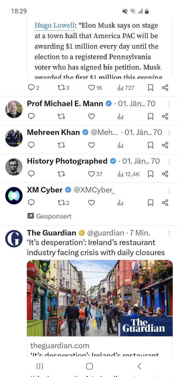 Äh, was denn jetzt passiert? Zahlreiche leere Posts, datiert mit 1. Jänner 1970