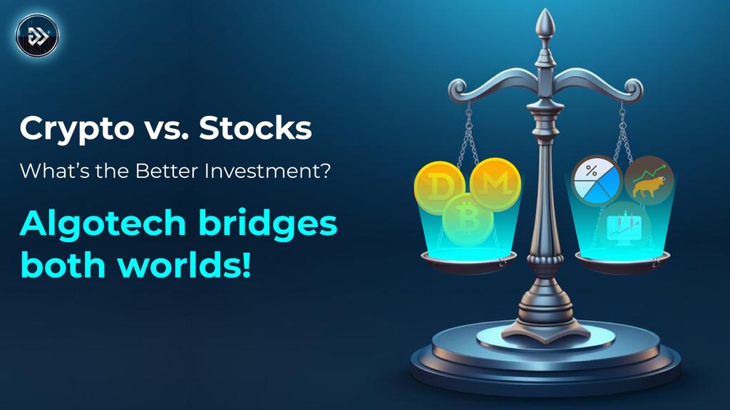 algotechtrade's tweet image. Is crypto really better than traditional markets? Here’s how 
Algotech bridges both worlds. 

#CryptoVsStocks #AlgotechTrade