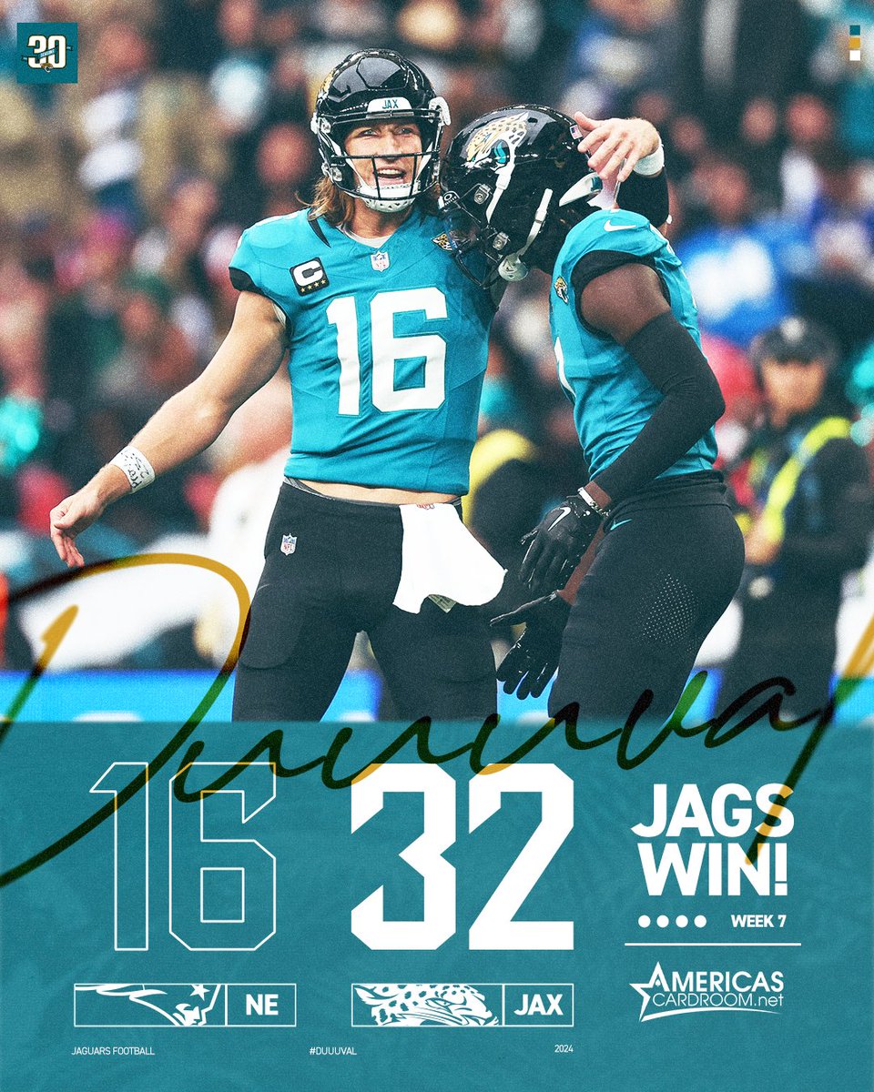 Jaguars's tweet image. Can’t spell Wembley without a W! 🎉

@net_acr | #NEvsJAX