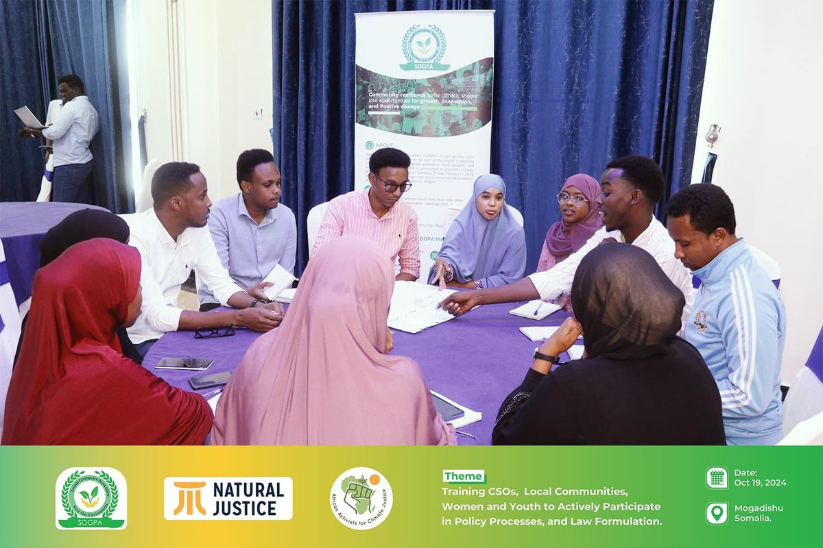 I am honored to have participated in a comprehensive training led by  <a href="/naturaljustice/">Natural Justice</a> in collaboration with <a href="/SOGPA2/">Somali Greenpeace Association</a> , where I learned more about policy processes, law formulation, and climate change adaptation strategies.    #PolicyAdvocate 
<a href="/CsosAfrican/">African CSOs Biodiversity Alliance</a> <a href="/AWF_Official/">AWF</a>
