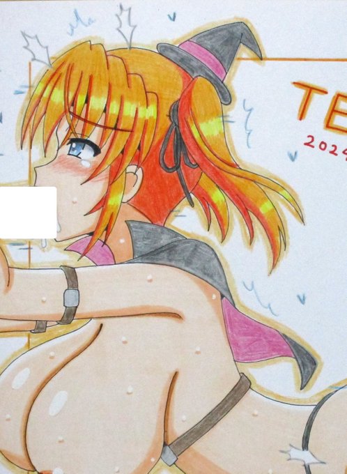 10月の色紙、ハロウィン衣装えっちティアナ、完成しました～大変えっちなので全体像はpixivで! 