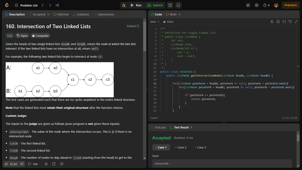 OnkarVallal's tweet photo. 🚀 Day 100/100 of #100DaysOfCode 🎉
Wrapped up this amazing journey by solving two cool problems today:
1️⃣ 160. Intersection of Two Linked Lists on #LeetCode
2️⃣ Sort a Linked List of 0s, 1s, and 2s on #GeeksforGeeks #100DaysOfCodeComplete https://t.co/96VcFhKooP