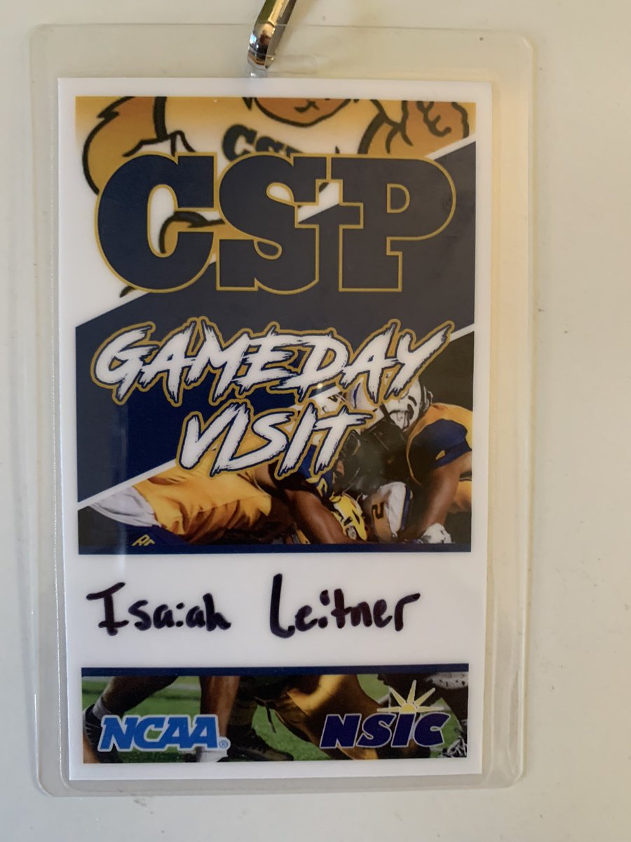 IsaiahLeitner's tweet photo. Had a great time watching @CSPBearsFB yesterday! Thank you @bond_coach for the invite! I look forward to coming back on campus in the future! @TE_RedRaider_SC @killacam3 https://t.co/cmkalz7rez