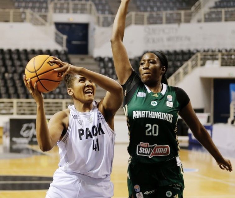 Great to see <a href="/Camy_h41/">Camille Hobby</a> squaring off in Greece against her former Louisville foe, Liz Dixon.  Camille finished with 21 points while holding Liz to 10. Liz’s team edged Camille’s 88-82. Fun to see these gals competing professionally overseas 🙌🏽