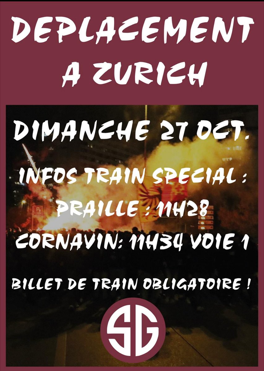 Scuuuuze's tweet photo. ⚠️ MOBILISATION GÉNÉRALE !!
GROSSE MOB POUR ZÜRICH

On va avoir besoin d'un maximum de monde pour ce déplacement. Match du haut du tableau !! 
PRENDS TON BILLET DE TRAIN ET MONTE DANS LE TRAIN !! 
N'hésitez pas à partager c'est gratuit 😉

TOUT POUR LE SERVETTE ⚔️🔥👊🏻🇱🇻
🚂🚃💨 https://t.co/3YRuiz80hr