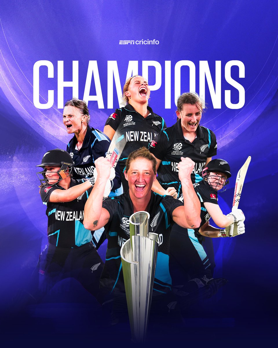 NEW ZEALAND WIN THEIR FIRST WOMEN'S T20 WORLD CUP! 🏆

After losing in two finals in 2009 and 2010, they have finally done it in 2024!