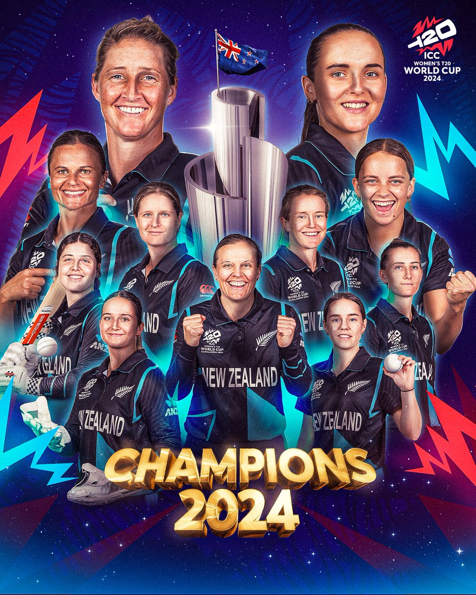 👑 CHAMPIONS 👑

New Zealand win their maiden Women's #T20WorldCup title 🏆

#WhateverItTakes #SAvNZ