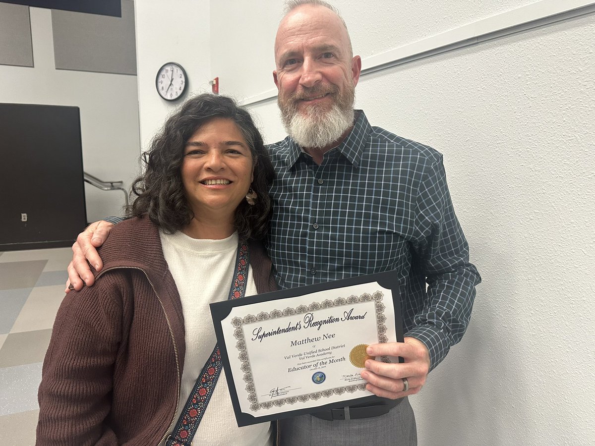 Congrats to Mr. Nee for the well deserved recognition of October VVUSD Teacher of the Month!