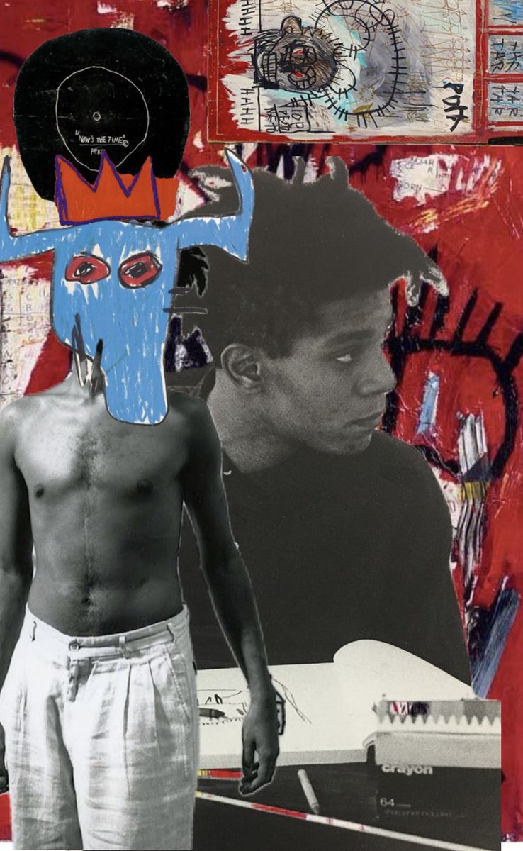 “Echoes of Basquiat” 
This collection captures a sense of energy and spontaneity, inviting viewers to engage with its playful complexity. Experience a modern tribute that celebrates creativity in every brushstroke and collage fragment.

Available on <a href="/exchgART/">Exchange Art</a>