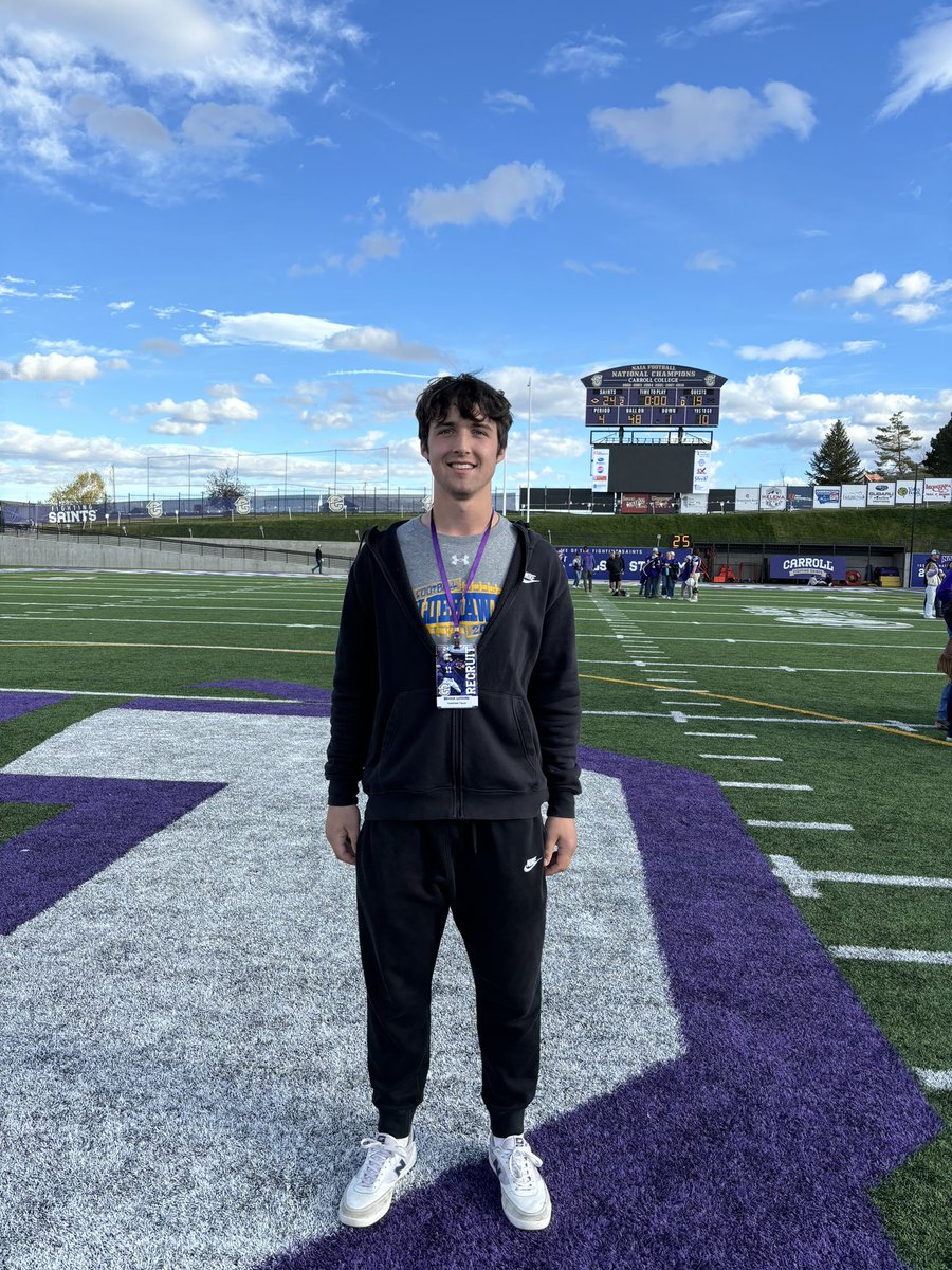 Had a great visit at <a href="/FootballCarroll/">Carroll College Football</a>. Thanks to the coaches for the opportunity. Go Saints!  <a href="/CoachTPurcell/">Coach Troy Purcell</a> <a href="/RandyBandelow/">Coach Randy Bandelow</a> <a href="/CoachPfanny/">Alex Pfannenstiel</a>