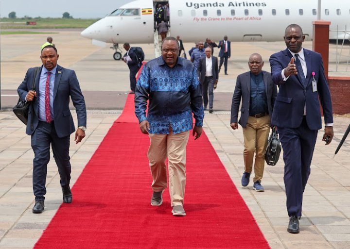 georgediano's tweet photo. Uhuru Kenyatta left for Congo in a Uganda Airline abandoning the designated jet offered by Ruto's govt. It never made sense back then but now, everything is starting to make sense. https://t.co/lLlLykQlUt
