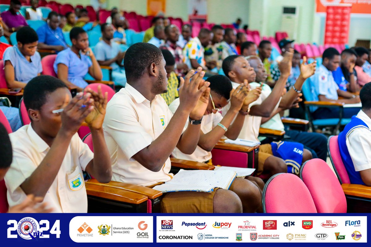 NSMQGhana's tweet image. AUDITORIUM 900

End of Round 2

St. James Sem. SHS: 32pts
Armed Forces SHTS: 22pts
Tsito SHTS: 10pts

#NSMQ2024 #NSMQOneEighth #Primetime