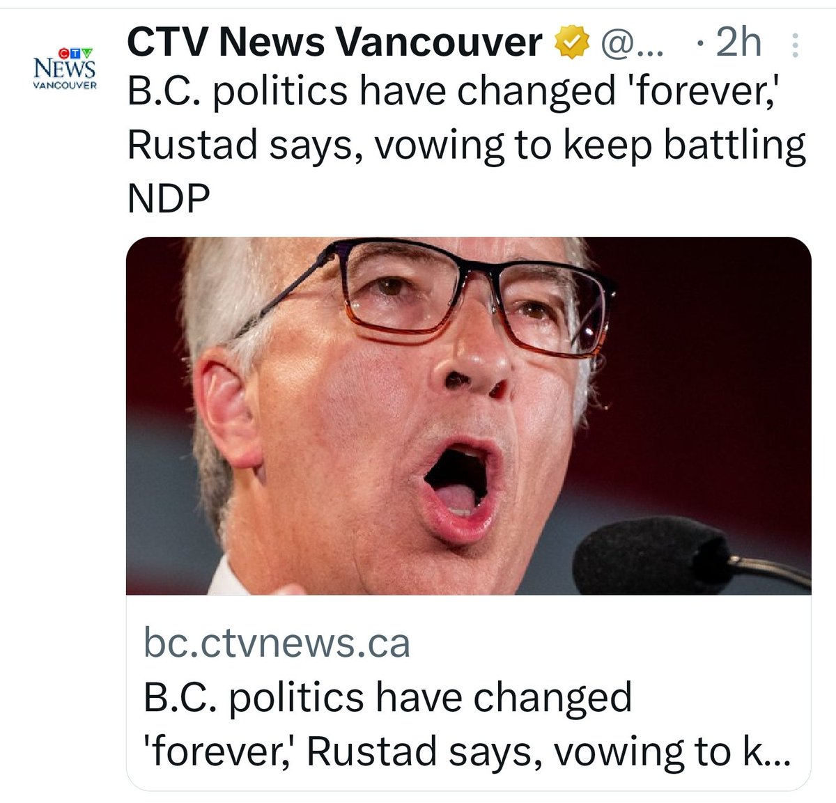 PeterKellyBC's tweet photo. One campaign seemingly over, #angryJohn spoiling for another. #bcpoli https://t.co/WxSd4E9qeT