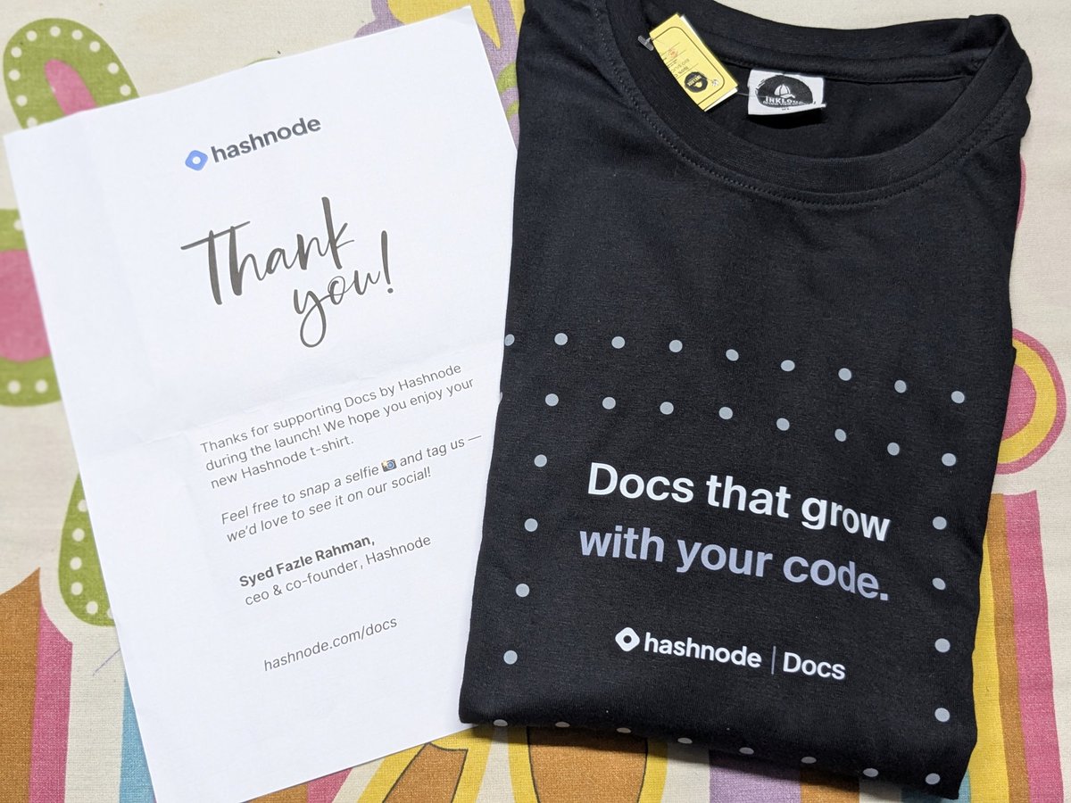 mohiddin_yallur's tweet image. Thanks to @hashnode for sending the goodies in celebration of Doc&apos;s launch.
Your support for the dev community keeps inspiring us all. 
A special shoutout  to @jabeer9989 for the coordinaton and support.
#HashnodeDocs #TechCommunity  #hashnode