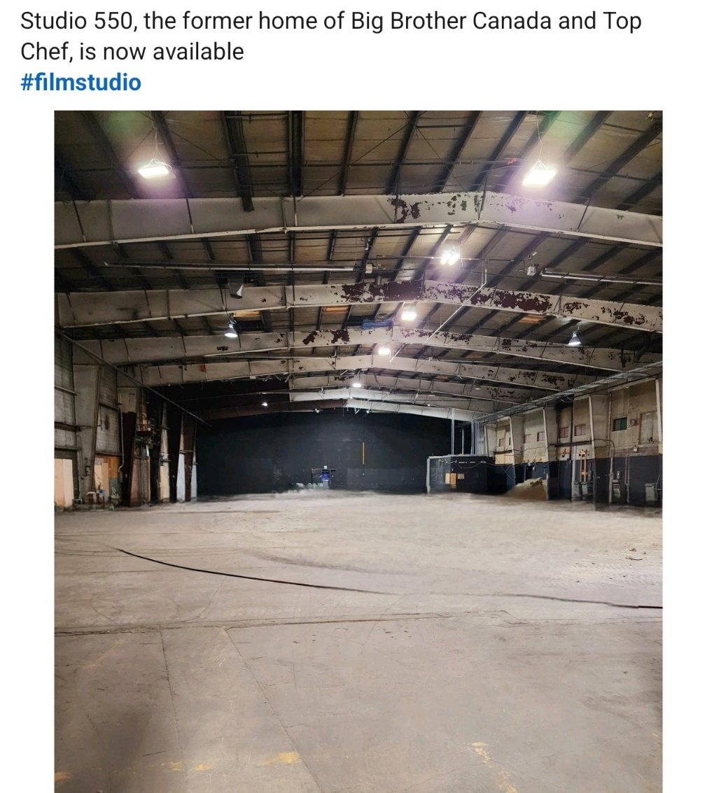 BigBrotherMaple's tweet photo. The former studio for Big Brother Canada Seasons 6-12 is up for lease. 

#SAVEBBCAN 

✍🏾: https://t.co/nZKLDxOUar https://t.co/Mc8nsMPG62
