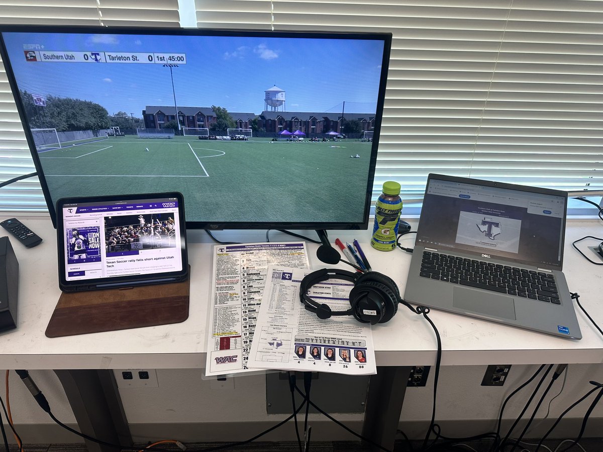 kcrewspxp's tweet image. Locked in for a big @WACsports matchup as @TarletonSoccer is set to host @SUUSoccer! 1 PM first touch on ESPN+! #texannation #bleedpurple