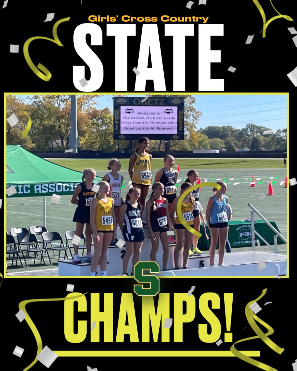 SJHAthletics's tweet photo. You knew they were GMC Champs; now they are STATE Champs! Congratulations to Ariana H. (individual state champion) and the girls' cross country team for winning the Ohio Middle School State Meet! 🎉 https://t.co/Y36wRJ0Xp2