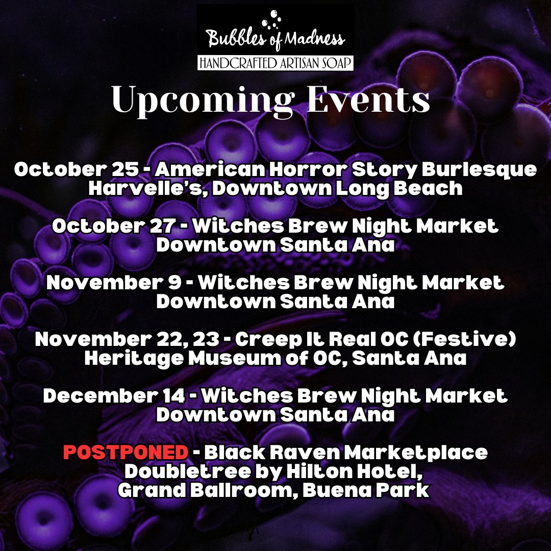 BubblesOMadness's tweet photo. #bubblesofmadnesssoaps #spookysoap #spookybath #horrorsoap #halloweensoap #halloweensoaps #handmadesoap #HandcraftedSoap #coldprocesssoap #palmoilfreesoap #vegansoaps #vegansoap #crueltyfree #Burlesque #Harvelles #witchesbrewnightmarket #creepitrealoc #creepitrealocfestive https://t.co/NwsNZw1E4u