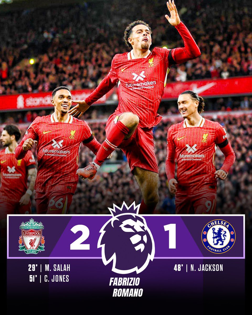 FabrizioRomano's tweet photo. 🔴✨ Massive win for Liverpool, remaining on top of Premier League table!

21 points, 15 goals scored and only 3 conceded under Arne Slot. 🔝 https://t.co/NuuAwzXyhX