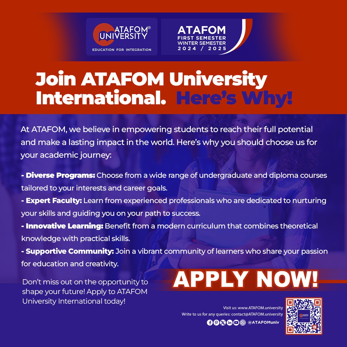 ATAFOMUni's tweet image. Seize your spot at the forefront of excellence by enrolling in the esteemed #ATAFOMonlinecampus, where you&apos;ll access unparalleled education and seize equal opportunities. #EducationforIntegration.  Secure your future – submit your application today!  

#ATAFOM #onlinelearning…
