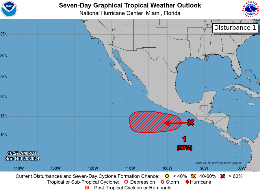 LimWeather's tweet photo. D159 EPAC #HurricaneSeason2024 2pm EDT
New AOI from #Nadine has a 70% chance in 2 days,90% in 7 days to become a TC SW of #Mexico and should head OTS and hence no threat to land
Next invest no:#Invest90E/#90E/#Ep90
next name:#kristy
#Wxtwitter #Wxx #tropicswx #Hurricaneseason https://t.co/aQiL666IwI