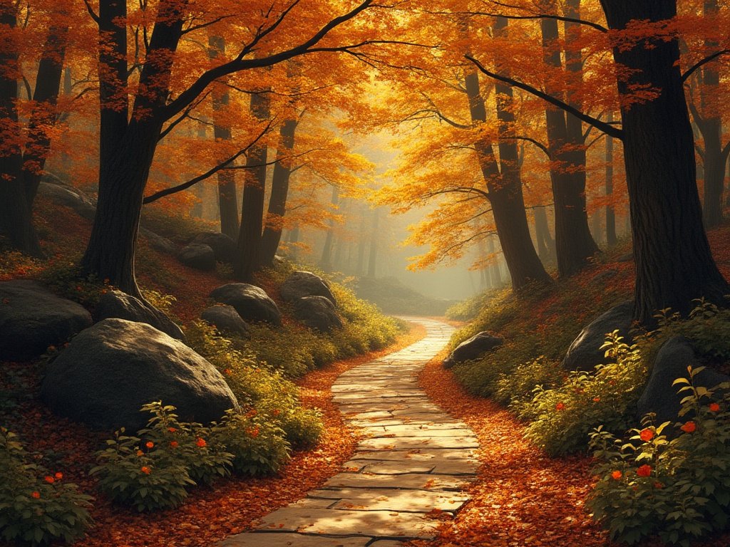 amazingtavitho's tweet photo. Walk through the serene beauty of autumn with this photo of a park pathway covered in golden leaves. #AutumnWalks #Nature #FallColors #Park #LeafyPath #Autumn #Ai #AiArt #AiPhotograph #AiCommunityArt https://t.co/HmmmDs472i