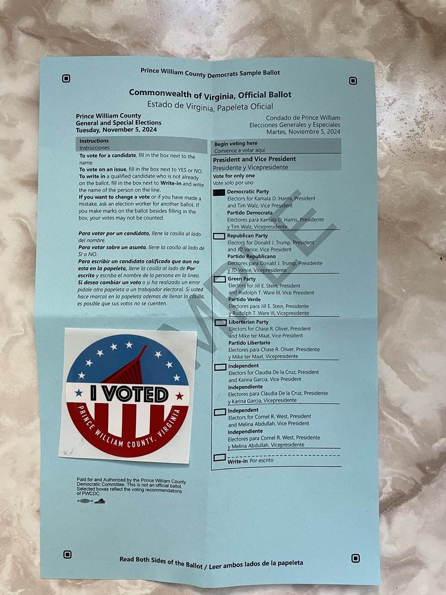 marcelx2's tweet photo. @GregProops Early voting 🗳️ in Virginia. Done ✅👇 https://t.co/uhzgNrGagc