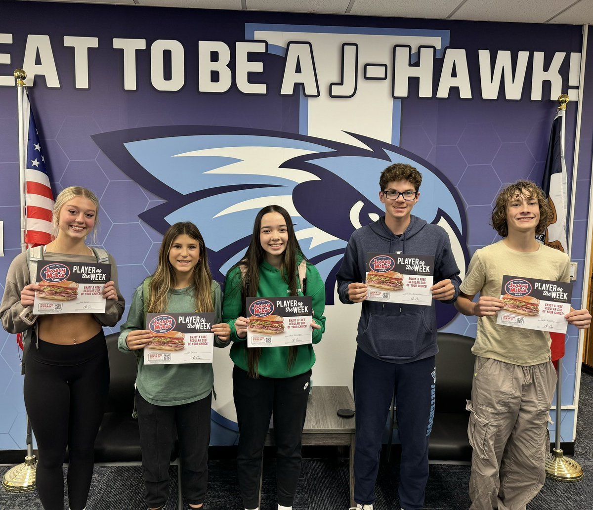 Congrats to the J-Hawk Athletes of the Week from the last 3 weeks.