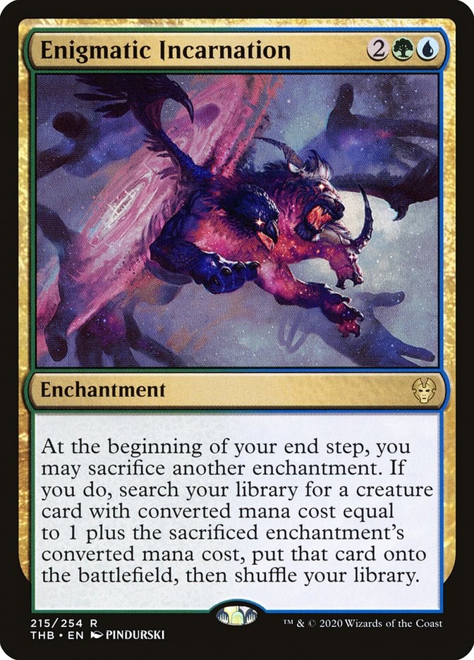 EDH_Academy's tweet photo. @PGDHanson I thought Saffron olive did something very similar with Enigmatic incarnation in Pioneer. Idk if he needed Yorion. https://t.co/ErfiFNoT1N